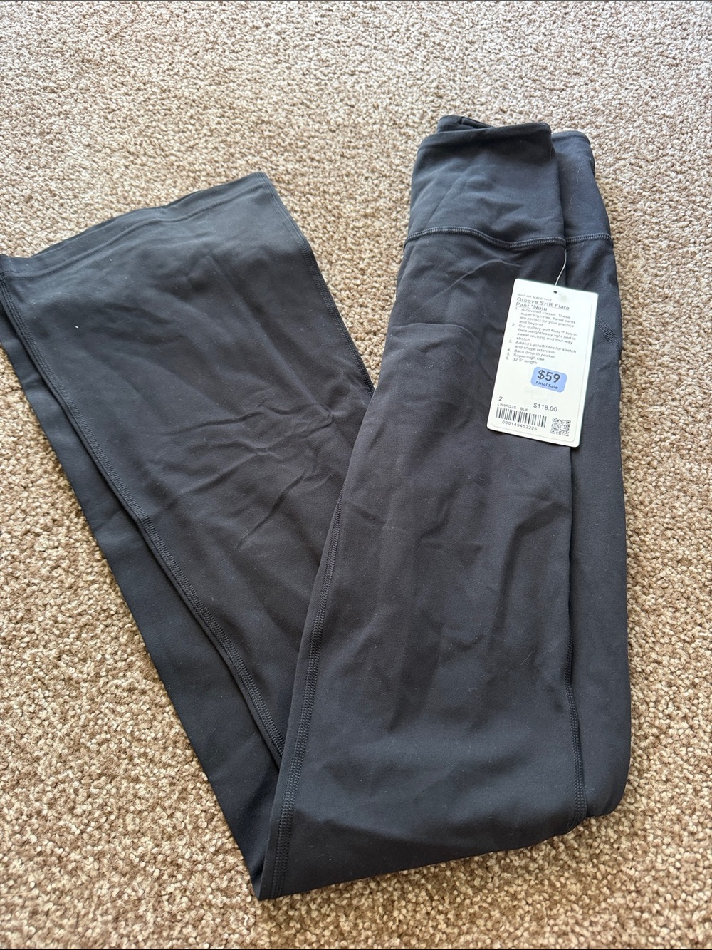 lululemon athletica groove SHR flare pant size 2 black